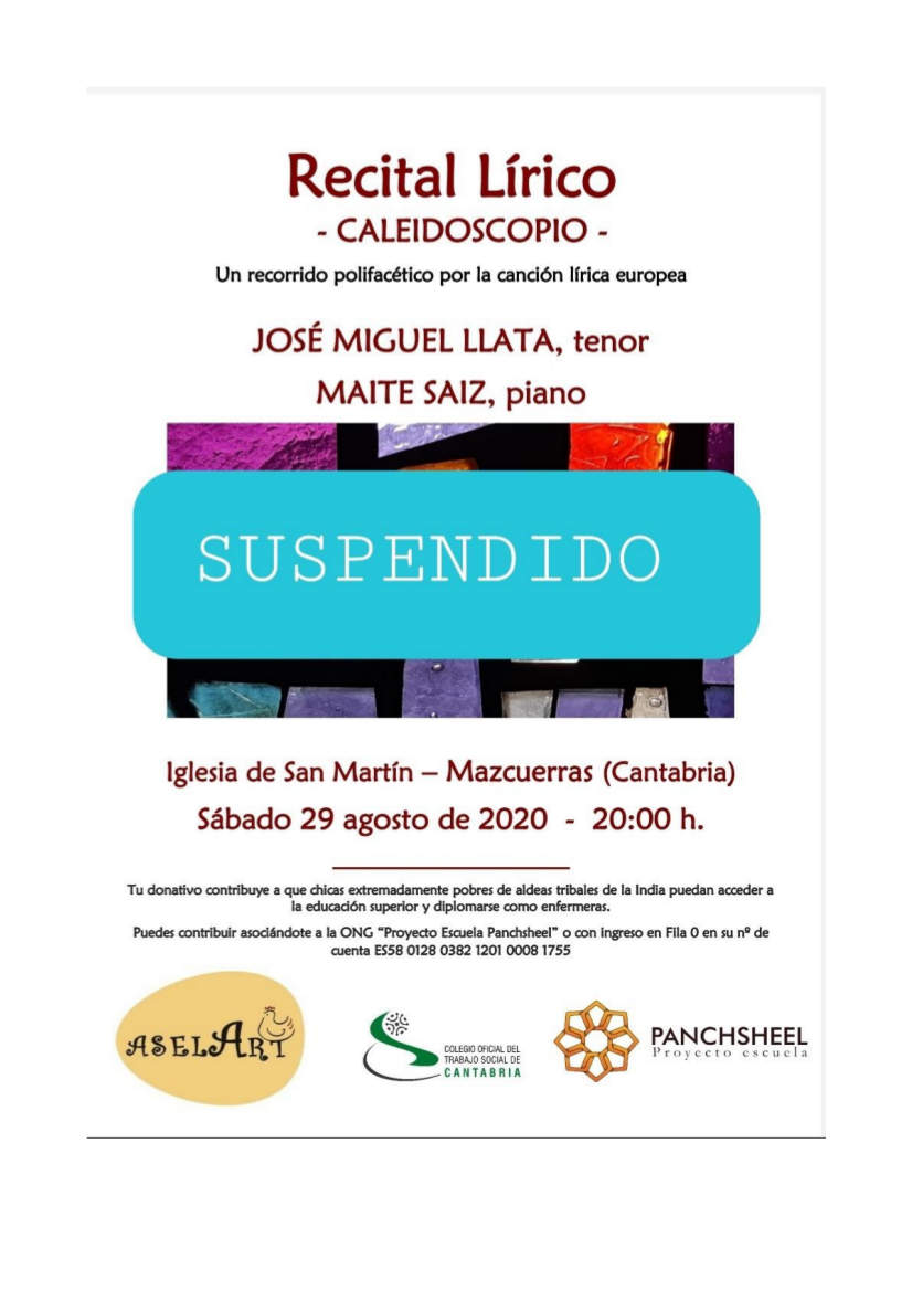 Suspendido el Recital Lírico Caleidoscopio